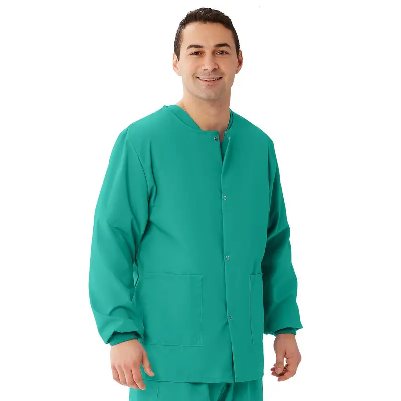 AngelStat Unisex Snap-Front Warm-Up Scrub Jacket, Jade, Size S, Angelica Color Code, 1 EA (849NTJS-CA) Each
