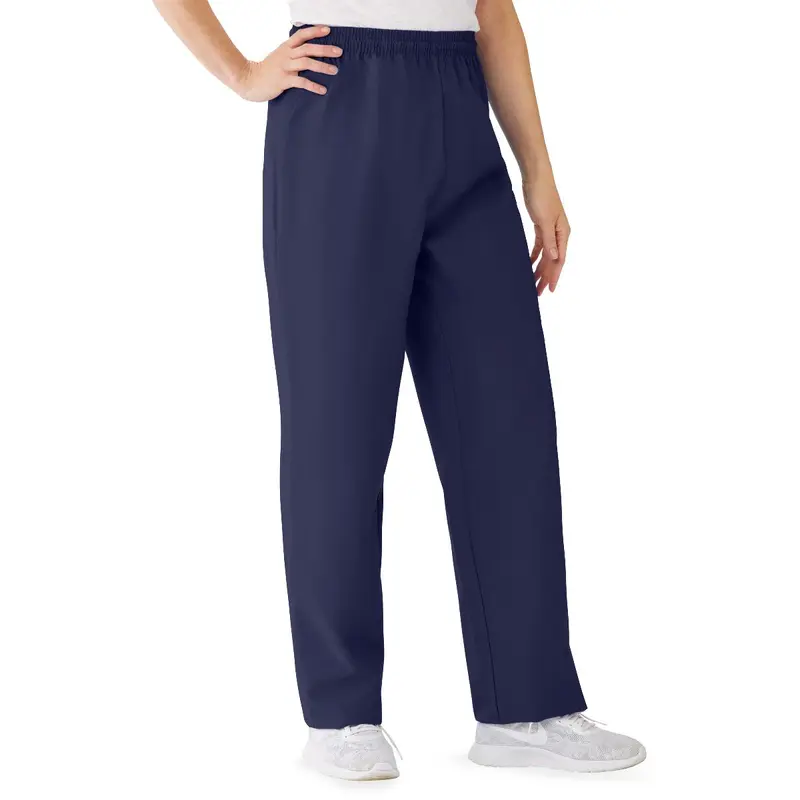 AngelStat Women's Elastic Waist Scrub Pants with Drawstring, Size M, Navy, 1 EA (854NNTM) Each
