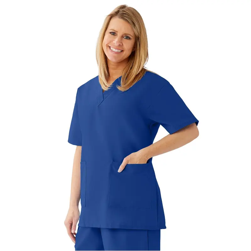 AngelStat Women's V-Neck Tunic Scrub Tops with 2 Pockets, Sapphire, Size XL, 1 EA (893NHTXL) Each