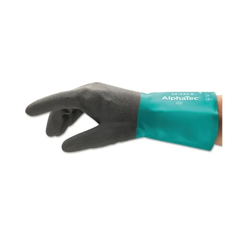 Ansell AlphaTec 58-530B/58-535B Gloves, 8, Grey/Teal, 12 in Cuff, 58-530B (012-58-530B-080) Bag of 6