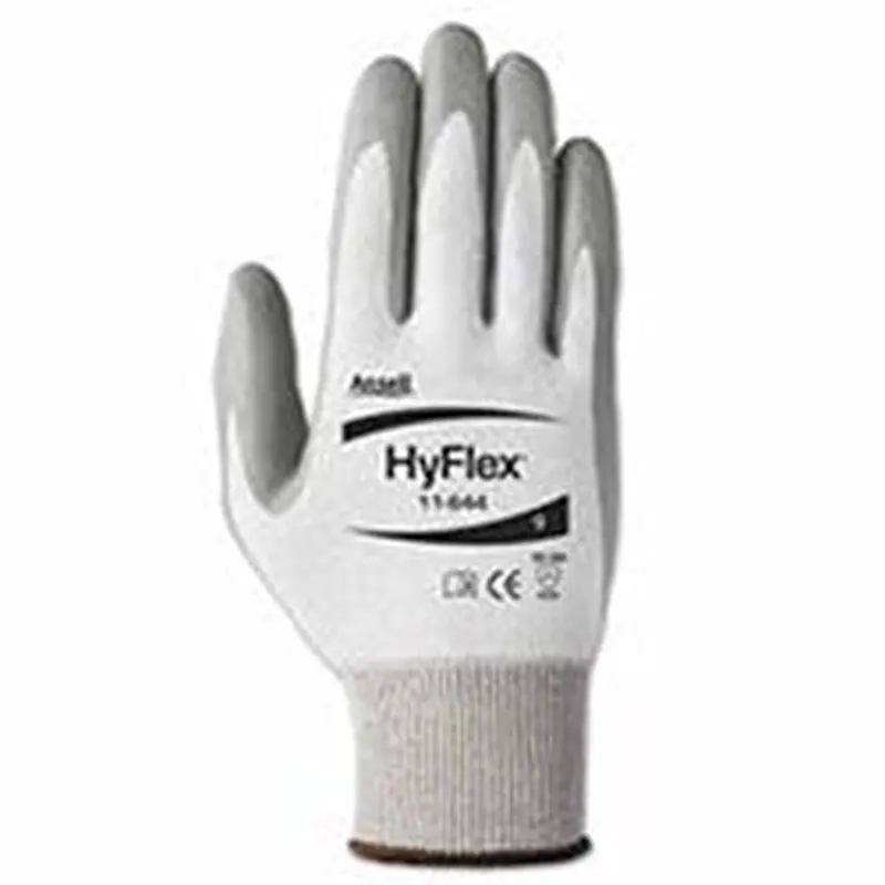 Ansell HyFlex 11-644 Polyurethane Palm Coated Gloves, Size 9, Gray/White and Gray (012-11-644-9) 1 Dozen