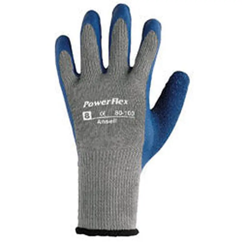 Ansell PowerFlex Gloves, 8, Blue/Gray (012-80-100-8) 12 Pairs