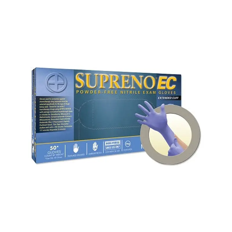 Ansell Supreno EC SEC-375 Nitrile Disposable Gloves, 5.5 mil Palm, 8.3 mil Fingers, 2X-Large, Violet Blue (748-SEC-375-XXL) 1 Box