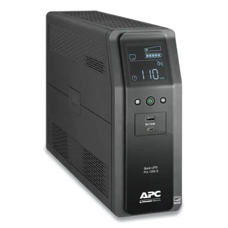 APC BR1350MS Back-UPS PRO BR Series SineWave Battery Backup System, 10 Outlets, 1,350 VA, 1,080 J (SEUBR1350MS) Each