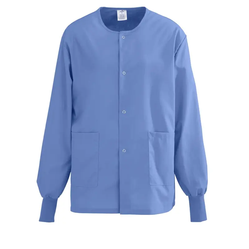 AngelStat Unisex Snap-Front Warm-Up Scrub Jacket, Ceil Blue, Size M, Color Coding, 1 EA (849NTHM-CM) Each