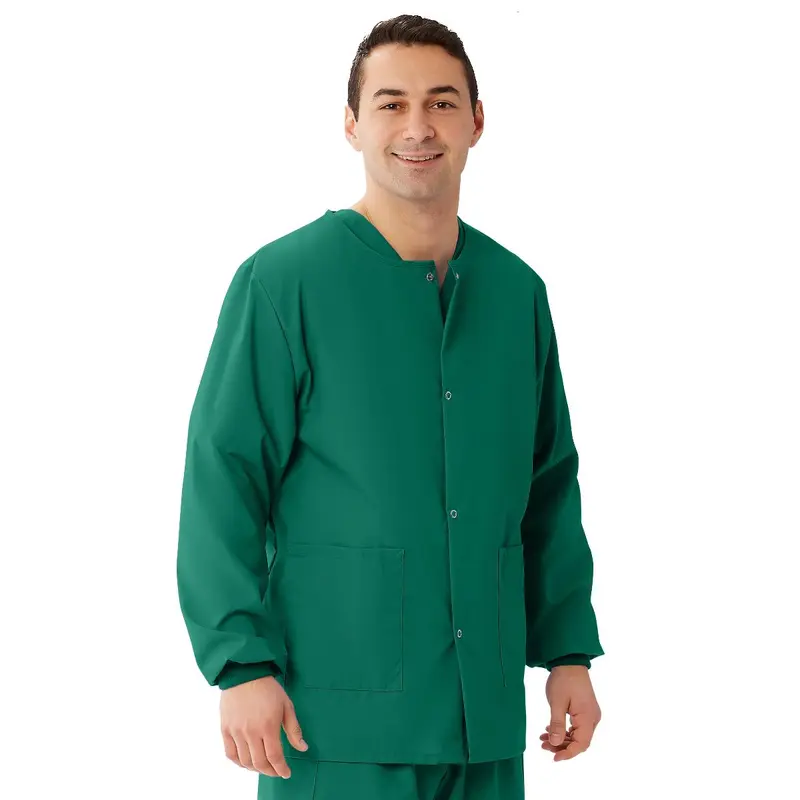 AngelStat Unisex Snap-Front Warm-Up Scrub Jacket, Emerald, Size 2XL, 1 EA (849NJTXXL) Each