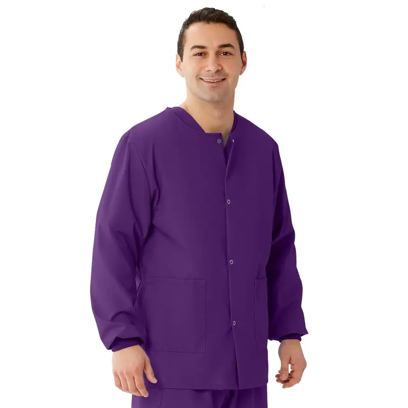 AngelStat Unisex Snap-Front Warm-Up Scrub Jacket, Regal Purple, Size 2XL, 1 EA (849NRPXXL) Each