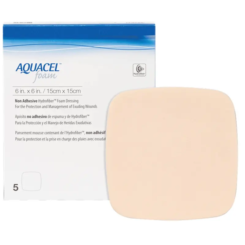 Aquacel Foam Dressing 6 X 6 Inch Without Border Waterproof Film Backing Nonadhesive Square Sterile (802590_BX) 5/BX