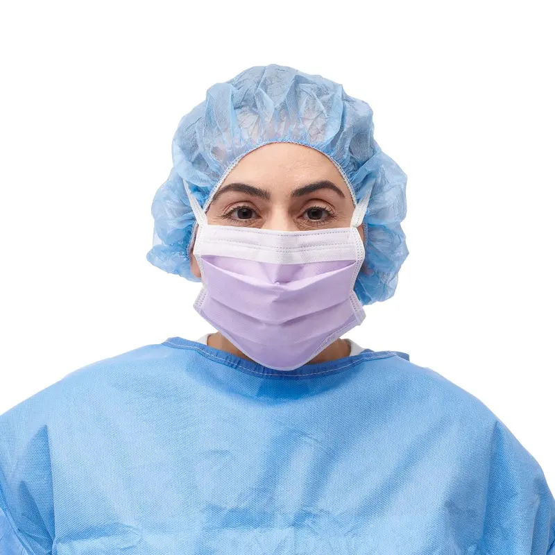 ASTM Level 3 Surgical Face Mask with Ties, Anti-Fog Foam Strip, Purple, 300/CS (NON27412) Case of 300