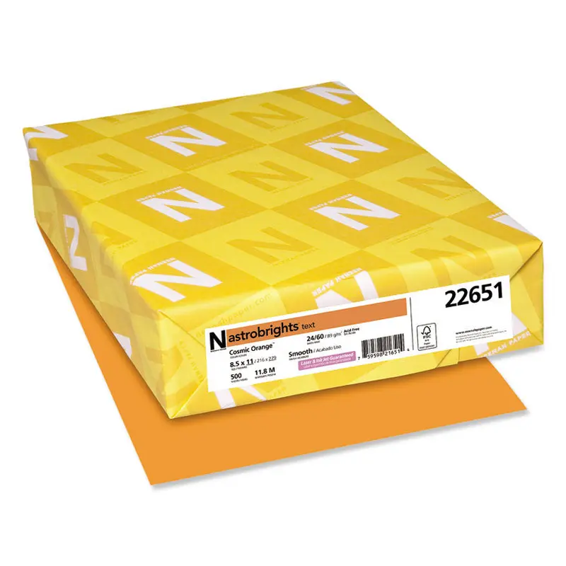 Astrobrights Color Paper, 24 lb Bond Weight, 8.5 x 11, Cosmic Orange, 500/Ream (WAU22651) 1 Ream