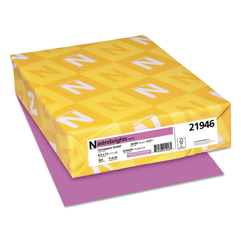 Astrobrights Color Paper, 24 lb Bond Weight, 8.5 x 11, Outrageous Orchid, 500/Ream (WAU21946) 1 Ream