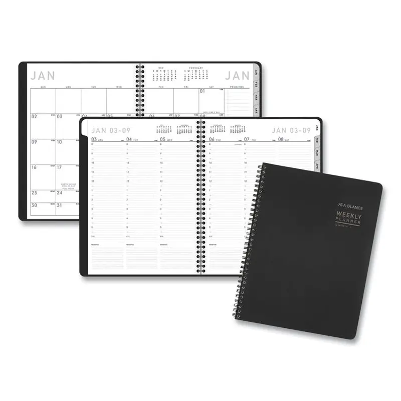 AT-A-GLANCE Contemporary Lite Weekly/Monthly Planner, 11 x 8.25, Black Simulated Leather Cover, 12-Month (Jan to Dec): 2026 (AAG7095XL05) Each