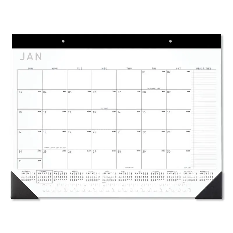 AT-A-GLANCE Contemporary Monthly Desk Pad, 22 x 17, White Sheets, Black Binding/Corners,12-Month (Jan to Dec): 2026 (AAGSK24X00) Each