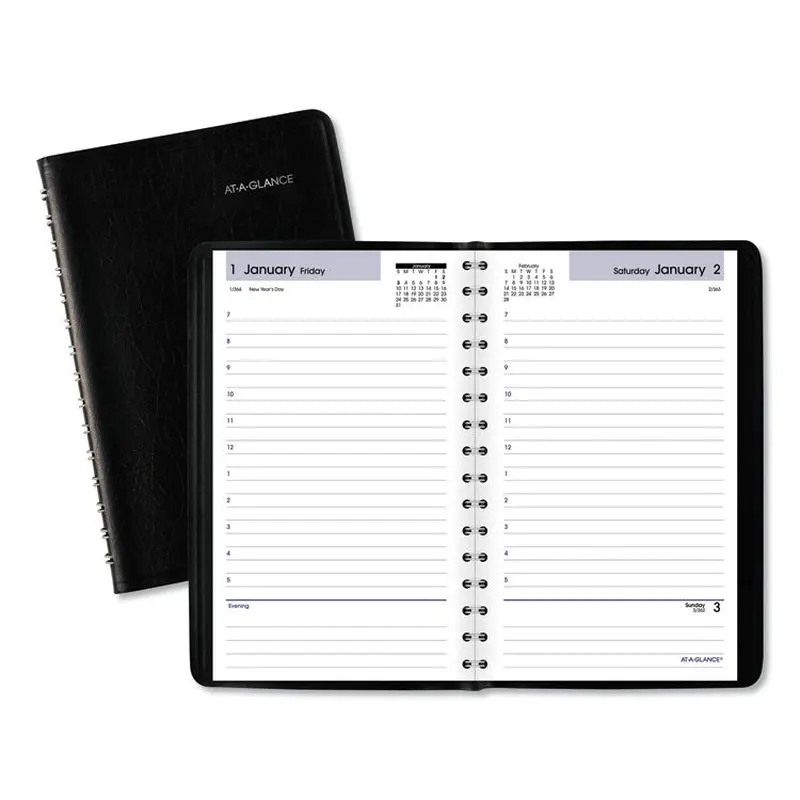 AT-A-GLANCE DayMinder Daily Appointment Book, 8 x 5, Black Cover, 12-Month (Jan to Dec): 2026 (AAGSK4400) Each