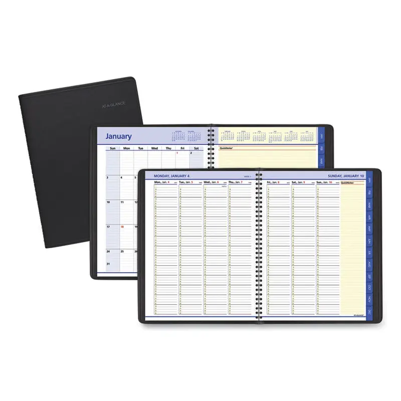 AT-A-GLANCE QuickNotes Weekly Vertical-Column Format Appointment Book, 11 x 8.25, Black Cover, 12-Month (Jan to Dec): 2026 (AAG7695005) Each