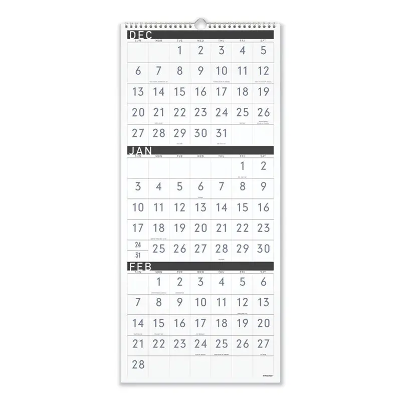 AT-A-GLANCE Three-Month Reference Wall Calendar, Contemporary Artwork/Formatting, 12 x 27, White Sheets, 15-Month: Dec 2025 to Feb 2027 (AAGPM11X28) Each