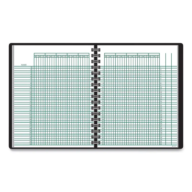 AT-A-GLANCE Undated Class Record Book, Nine to 10 Week Term: Two-Page Spread (35 Students), 10.88 x 8.25, Black Cover (AAG8015005) Each
