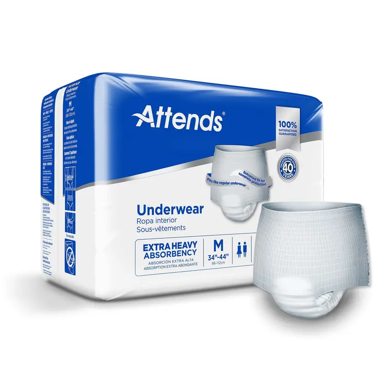 Attends Care Unisex Adult Absorbent Underwear Pull On with Tear Away Seams Medium Disposable Heavy Absorbency (771656_BG) 20/BG