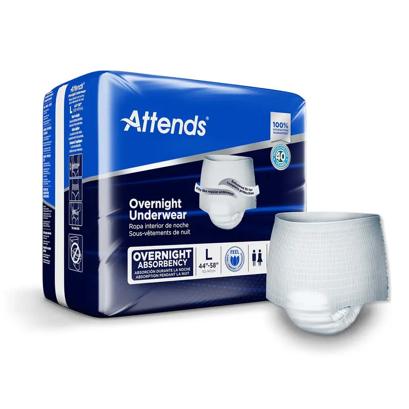Attends Overnight Unisex Adult Absorbent Underwear Pull On with Tear Away Seams Large Disposable Heavy Absorbency (830764_CS) 56/CS