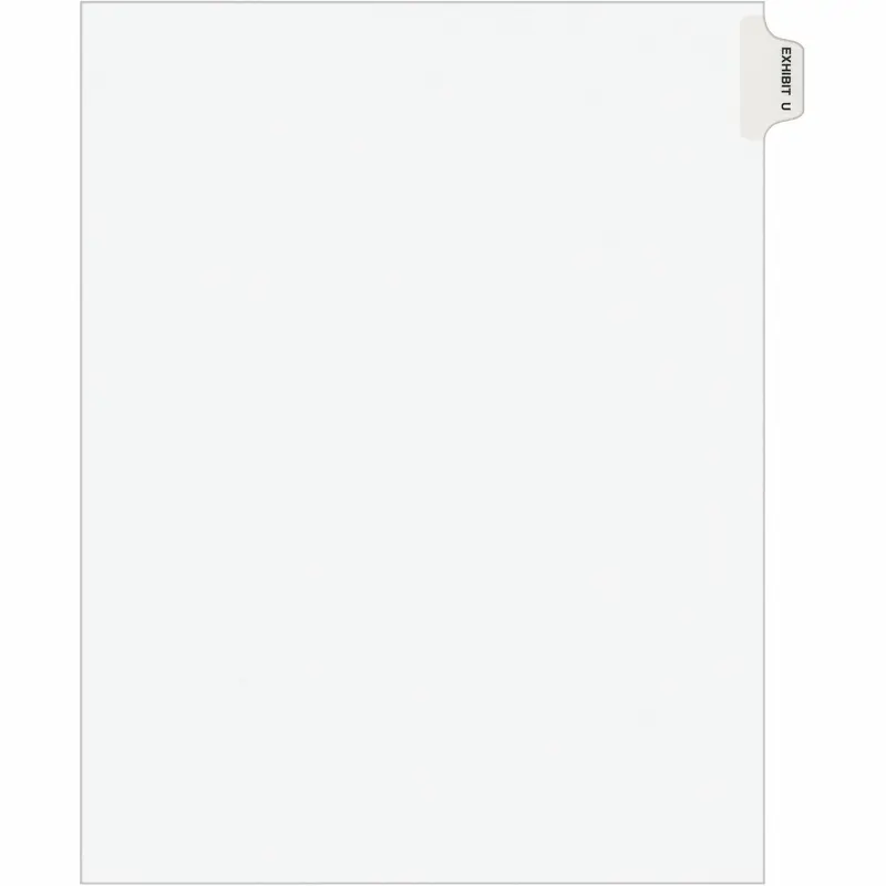 Avery® Avery-Style Preprinted Legal Side Tab Divider, Exhibit U, Letter, White, 25/Pack (AVE01391) Pack of 25