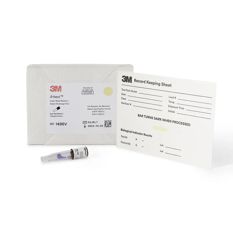 Attest Super Rapid Readout Sterilization Indicator Challenge Pack Steam (852222_CS) 24/CS