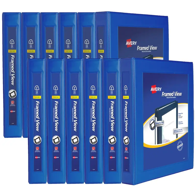 Avery Framed View Heavy-Duty Binders, 3 Rings, 1" Capacity, 11 x 8.5, Navy Blue, 12/Carton (AVE68055CT) Case of 12