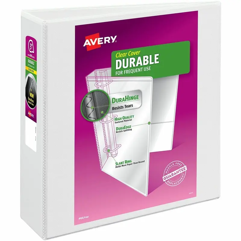 Avery® Easy Insert™ 3" View Binder, White (AVE09701) Each