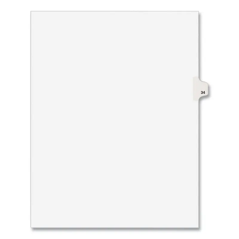 Avery Preprinted Legal Exhibit Side Tab Index Dividers, Avery Style, 10-Tab, 34, 11 x 8.5, White, 25/Pack, (1034) (AVE01034) Pack of 25