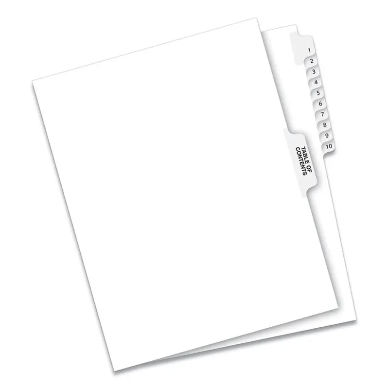 Avery Preprinted Legal Exhibit Side Tab Index Dividers, Avery Style, 11-Tab, 1 to 10, 11 x 8.5, White, 1 Set (AVE11381) Set of 11