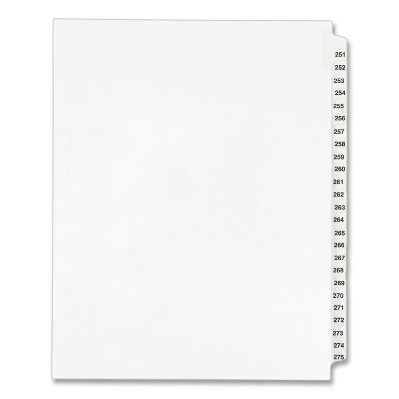 Avery Preprinted Legal Exhibit Side Tab Index Dividers, Avery Style, 25-Tab, 251 to 275, 11 x 8.5, White, 1 Set, (1340) (AVE01340) Pack of 25