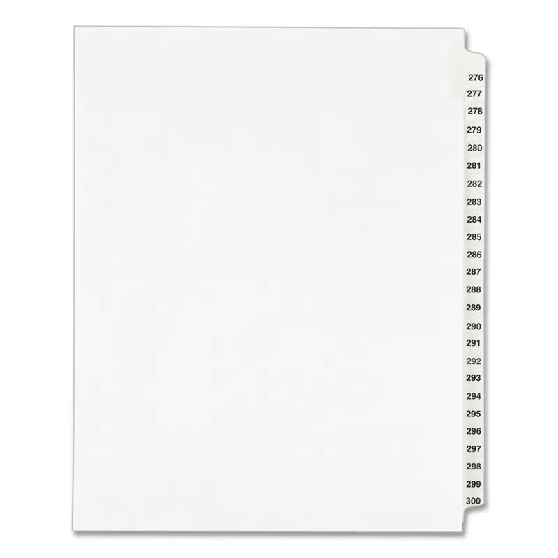 Avery Preprinted Legal Exhibit Side Tab Index Dividers, Avery Style, 25-Tab, 276 to 300, 11 x 8.5, White, 1 Set, (1341) (AVE01341) Pack of 25