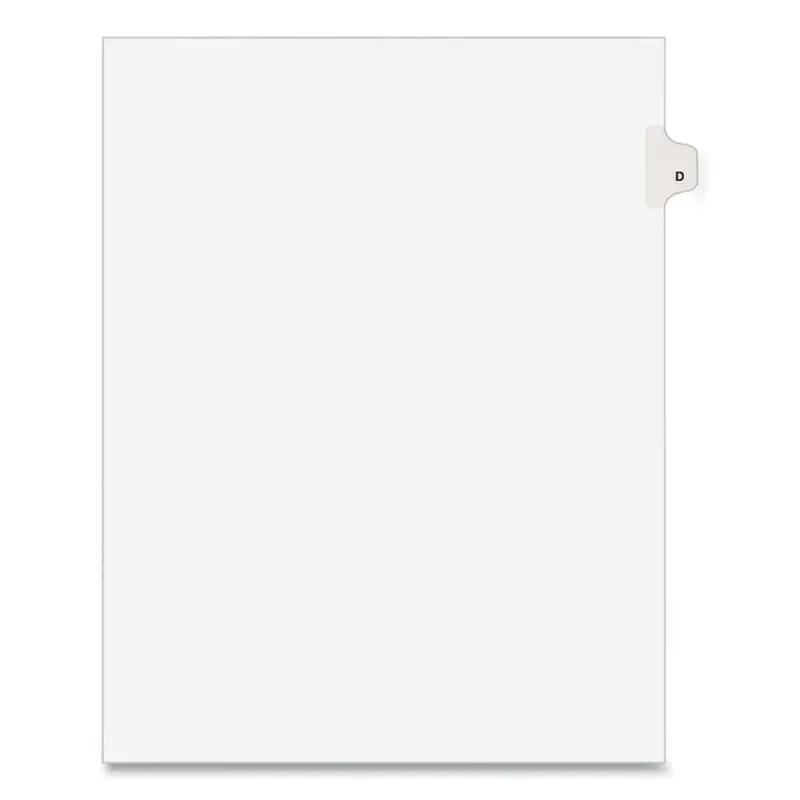 Avery Preprinted Legal Exhibit Side Tab Index Dividers, Avery Style, 26-Tab, D, 11 x 8.5, White, 25/Pack, (1404) (AVE01404) Pack of 25