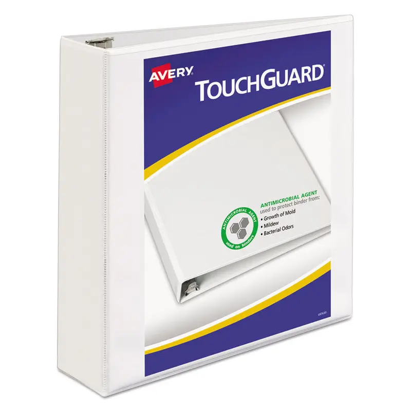 Avery TouchGuard Protection Heavy-Duty View Binders with Slant Rings, 3 Rings, 2" Capacity, 11 x 8.5, White (AVE17143) Each