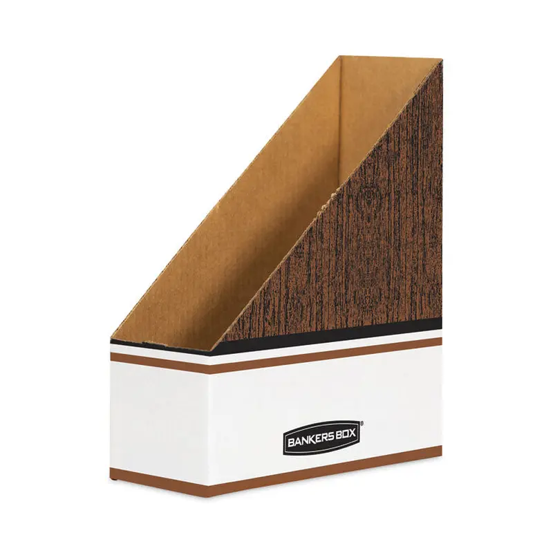 Bankers Box Corrugated Cardboard Magazine File, 4 x 11 x 12.25, Wood Grain, 12/Carton (FEL07224) Carton of 12
