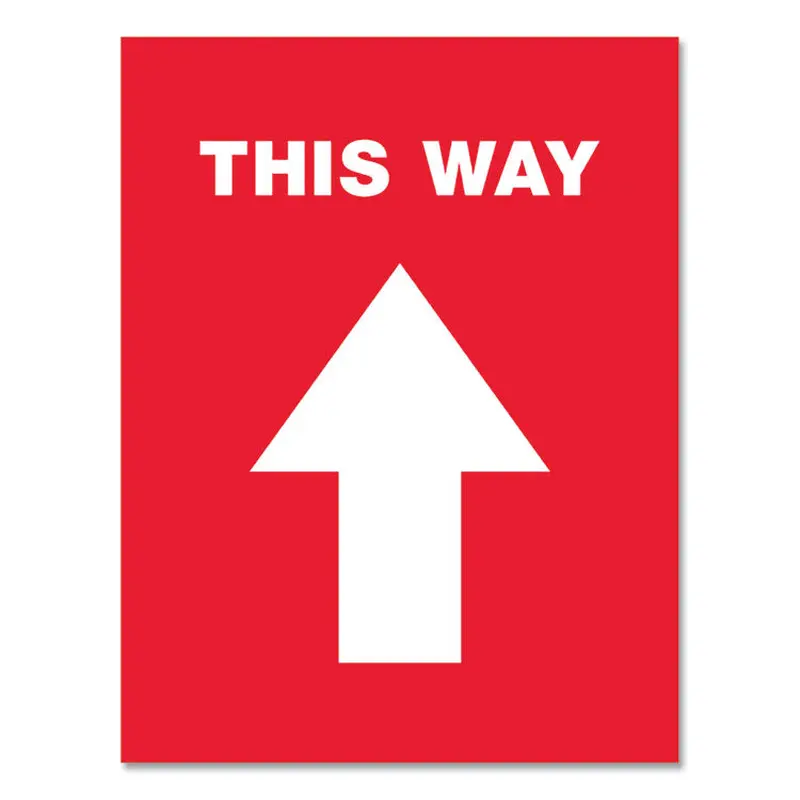 Avery Social Distancing Floor Decals, 8.5 x 11, This Way, Red Face, White Graphics, 5/Pack (AVE83091) Pack of 5