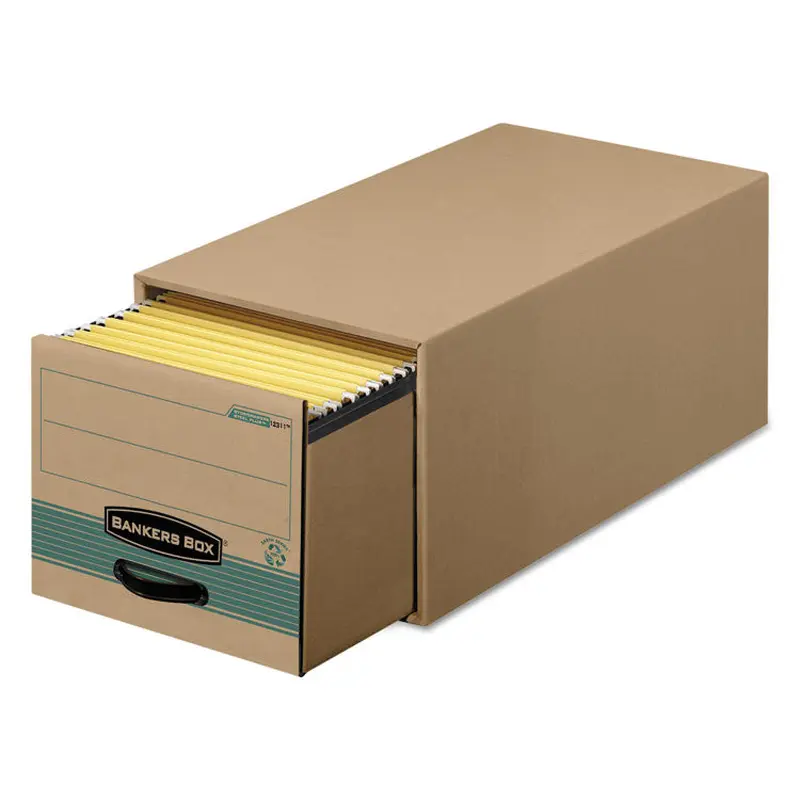 Bankers Box STOR/DRAWER STEEL PLUS Extra Space-Savings Storage Drawers, Letter Files, 14" x 25.5" x 11.5", Kraft/Green, 6/Carton (FEL1231101) Case of 6