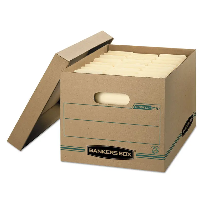 Bankers Box STOR/FILE Basic-Duty Storage Boxes, Letter/Legal Files, 12.5" x 16.25" x 10.5", Kraft/Green, 12/Carton (FEL1277601) Case of 12