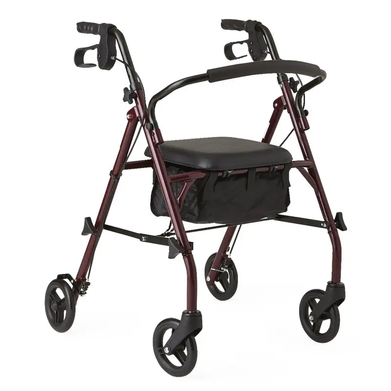 Basic Steel Rollator with 6" Wheels, Burgundy, Knockdown, 1 EA (MDS86850ESKD) Each
