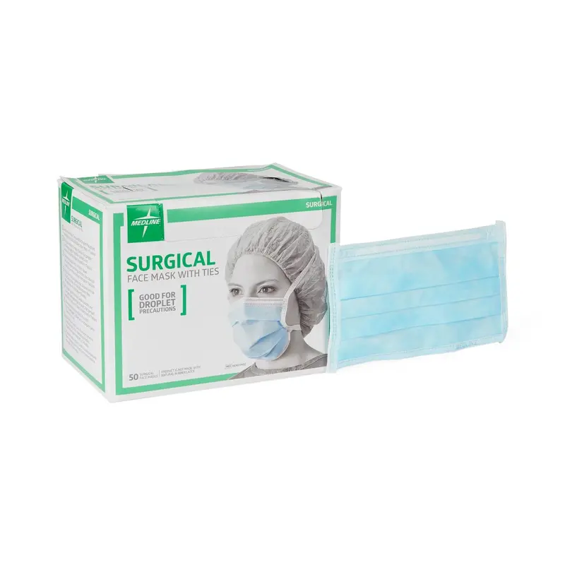 Basic Surgical Mask with Ties, Spunbond Polypropylene Outer, Cellulose Inner, 50/BX (NON27402Z) Box of 50