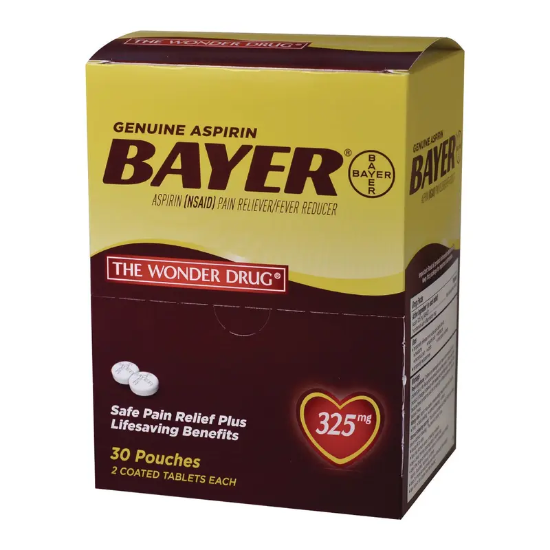 Bayer Genuine Buffered Aspirin (NSAID) Tablet, 2 Tablets/Packet, 30 Packetss/Box (PFY64268) Box of 30