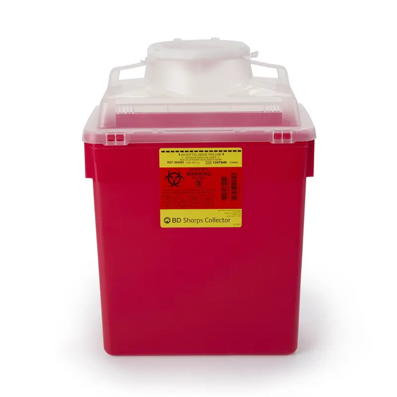 BD Sharps Container Red Base 17-1/2 X 12-4/5 X 8-4/5 Inch Vertical Entry 6 Gallon (190342_EA) 1/EA