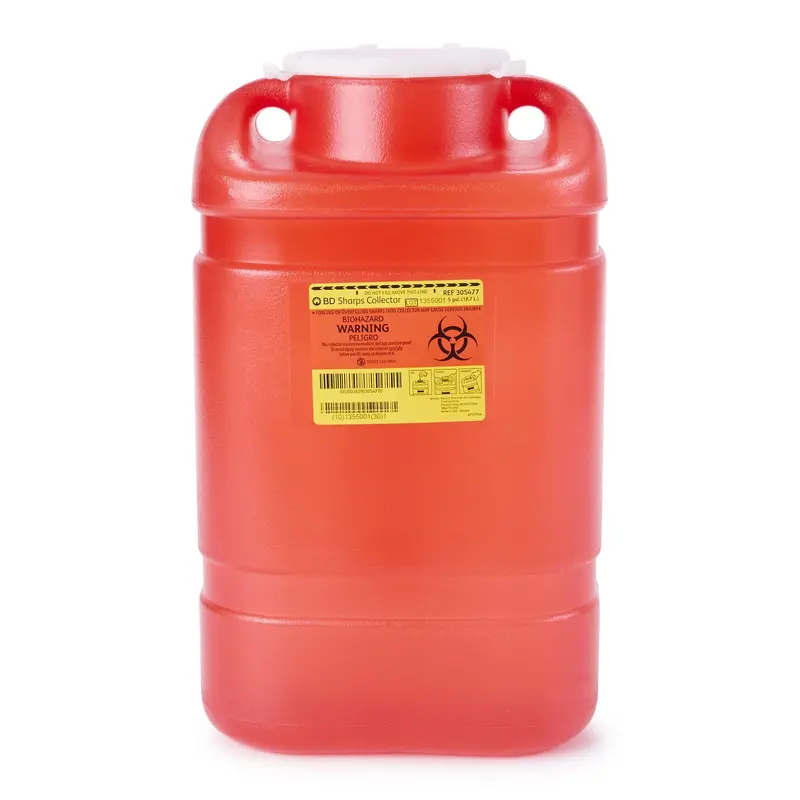 BD Sharps Container Red Base 18 H X 7-1/2 W X 10-1/2 D Inch Vertical Entry 5 Gallon (169746_EA) 1/EA