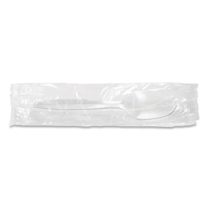 Berkley Square Individually Wrapped Mediumweight Cutlery, Spoon, White, 1,000/Carton (BSQ1103000) Case of 1000