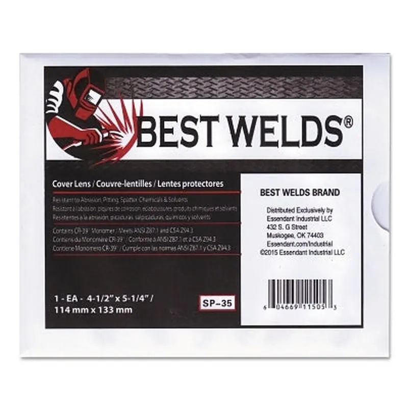 Best Welds Cover Lens, Scratch/Static Resistant, 4-1/2 in x 5-1/4 in, 70% CR-39 Plastic (901-SP-35) Each