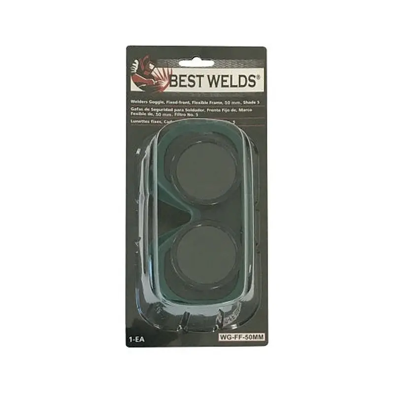 Best Welds Fixed Front Flex Goggles, Green, Shade 5, Vinyl (901-WG-FF-50MM) Each
