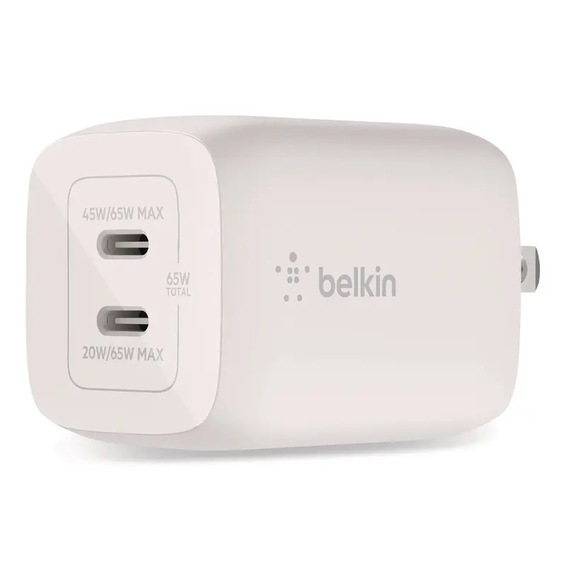 Belkin BOOST CHARGE Pro Dual USB-C GaN Wall Charger with PPS, White (BLKWCH013DQWH) Each