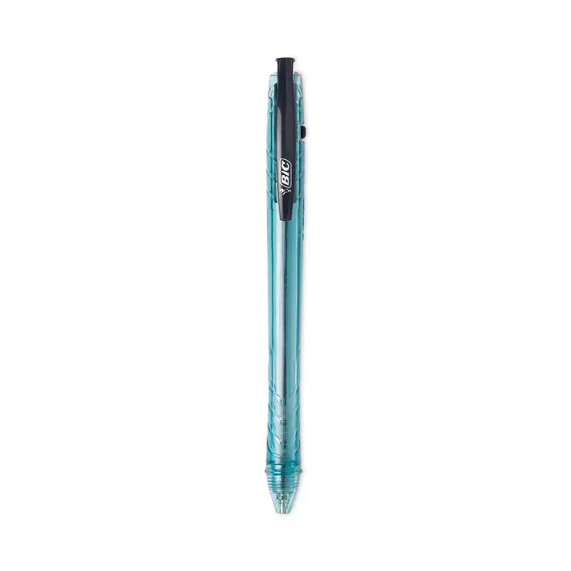 BIC ReVolution Ocean Bound Ballpoint Pen, Retractable, Medium 1 mm, Black Ink, Translucent Blue Barrel, Dozen (BICBPRR11BK) 1 Dozen