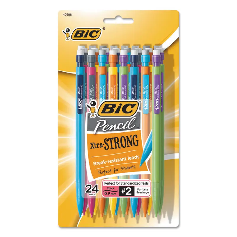 BIC Xtra-Strong Mechanical Pencil Value Pack, 0.9 mm, HB (#2), Black Lead, Assorted Barrel Colors, 24/Pack (BICMPLWP241) Pack of 24