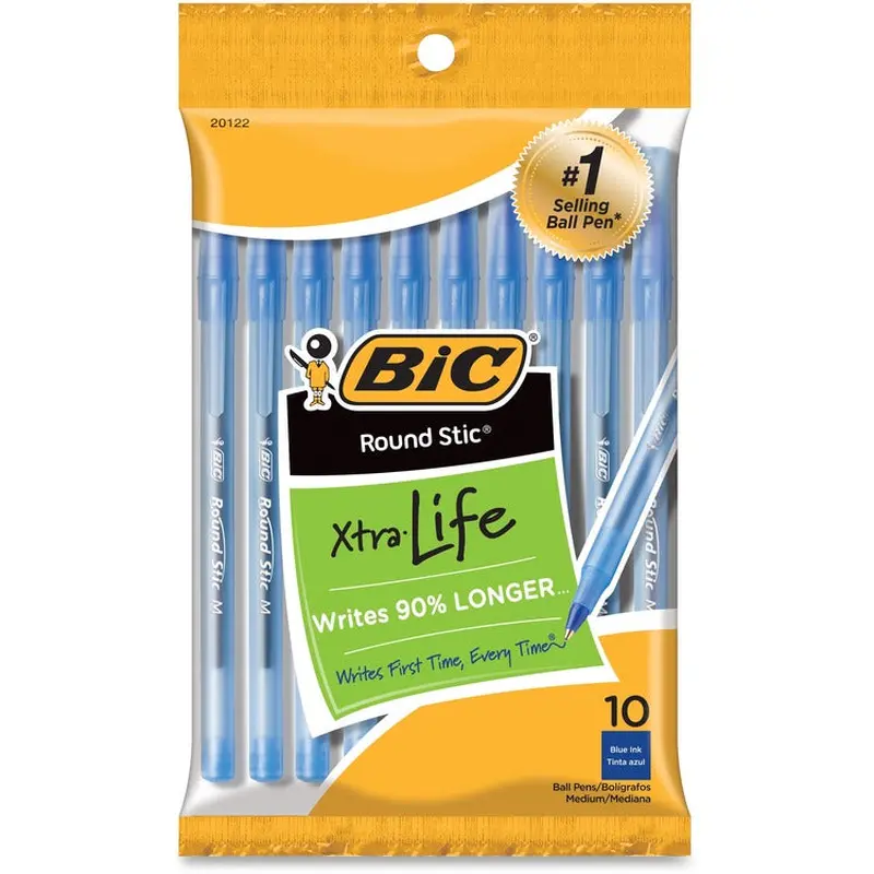 BIC Ballpoint Pen,Med. Point Blue Ink (BICGSMP101BE) Pack of 10