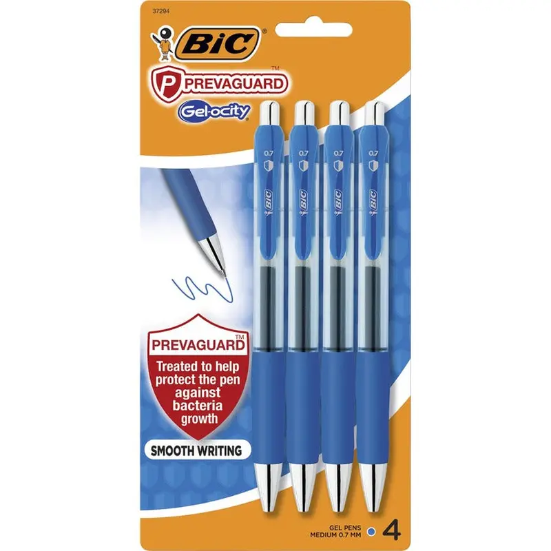 BIC PrevaGuard Gel-ocity Gel Pen - 0.7 mm Pen Point Size - Blue Gel-based Ink - 4 / Pack (BICRGGAP4BE) Pack of 4